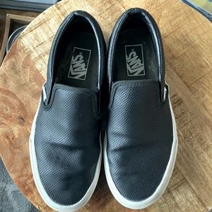 Black leather VANs